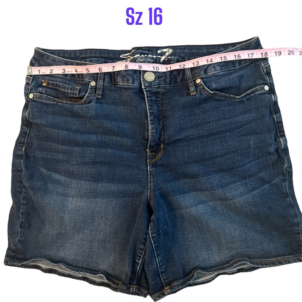 7 For All Mankind Dark Blue Jean Shorts